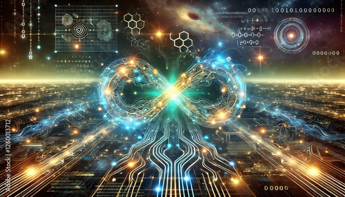 A futuristic, abstract entity with a glowing core, representing the AI's intelligence and data processing. Concept of Artificial Intelligence. Digital illustration.