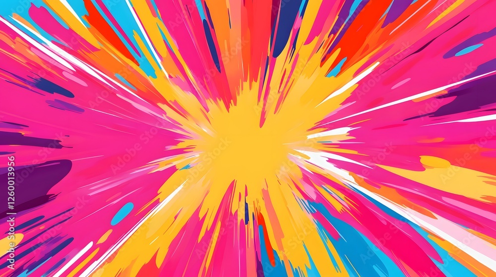 An abstract illustration with vibrant colors bursting from the center An abstract illustration with vibrant colors bursting from the center