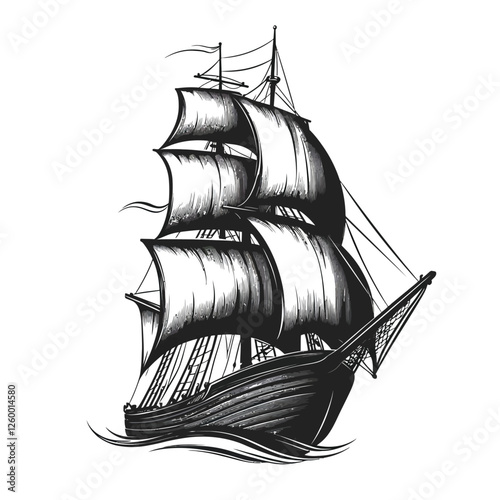 Majestic Pirate Ship in Stormy Waters Depicting Adventure and Exploration