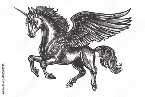 Mythical Pegasus with Elegant Wings and Starry Celestial Body