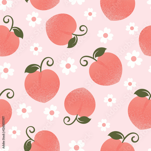 peach fruit seamless pattern