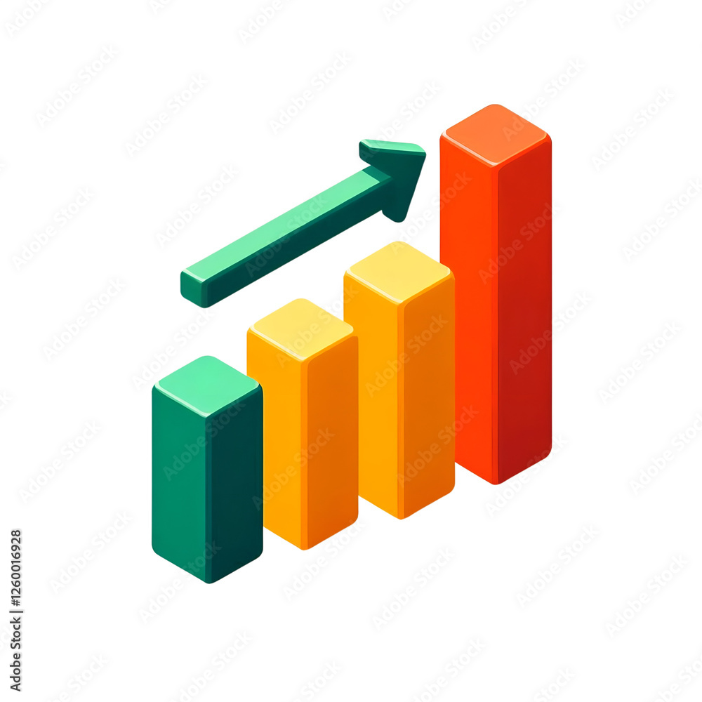 3d business graph with arrow on transparent background 3d business graph with arrow on transparent background