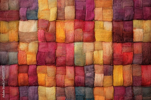Colorful woven textile displaying intricate patterns in rich hues from a traditional artisan workshop