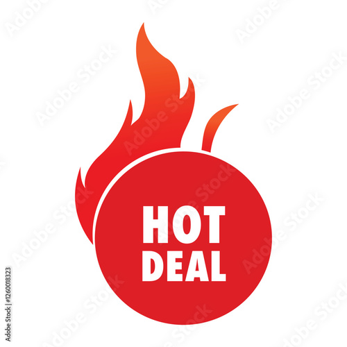 Hot Deal Banner with Fire Icon: Eye-Catching Sale Design on White Background