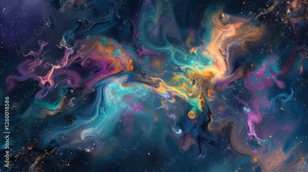 Colorful Abstract Swirls in Cosmic Space Background Colorful Abstract Swirls in Cosmic Space Background