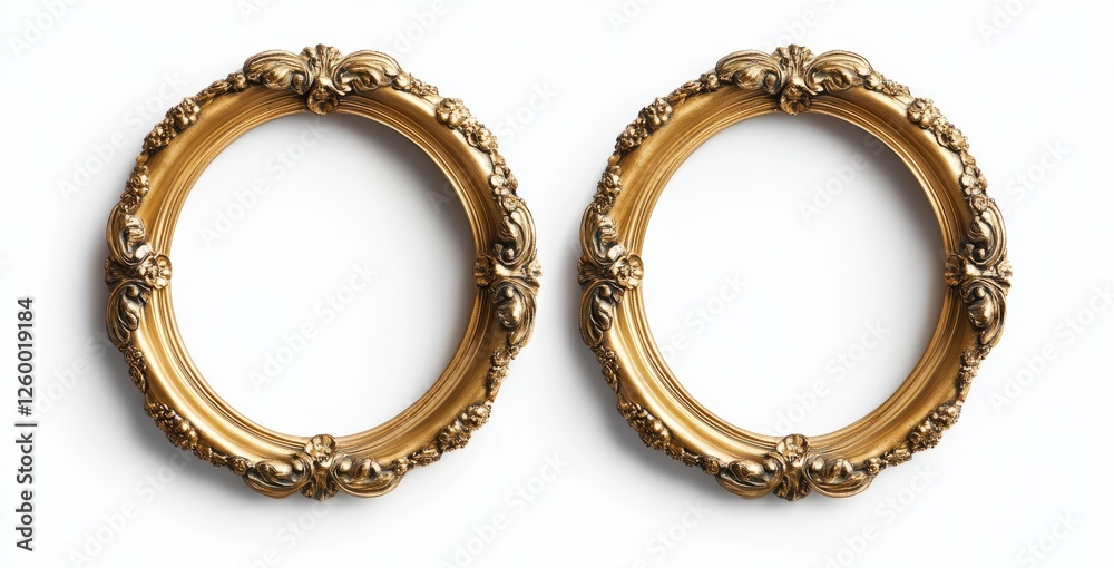 Picture frames isolated on white background luxury gold Vintage set Picture frames isolated on white background luxury gold Vintage set