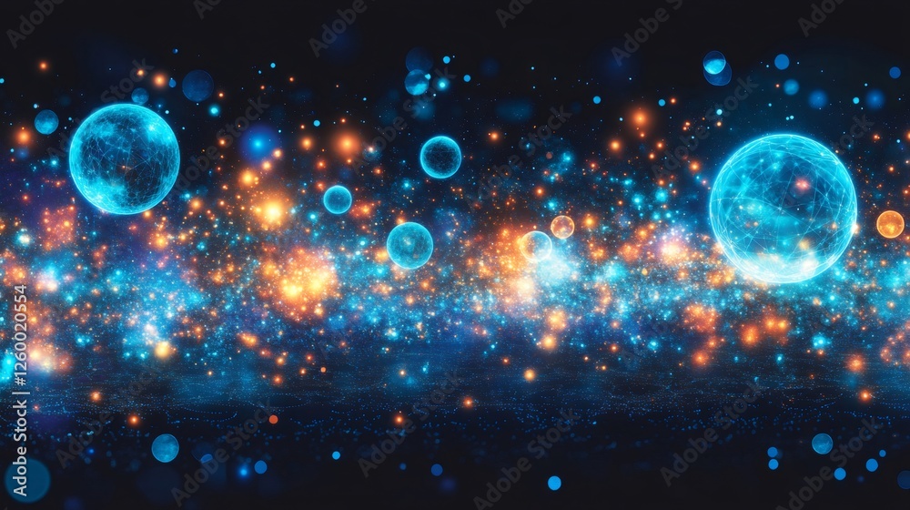 Naklejka premium Quantum physics concept showing vibrating atoms generating energy in a parallel universe