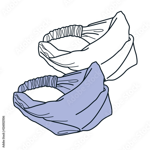 Girls head scarfs flat sketch vector mockup template technical illustration.
