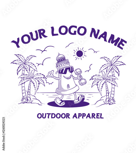 Lighthouse Mascot bring barbel outdoor apparel