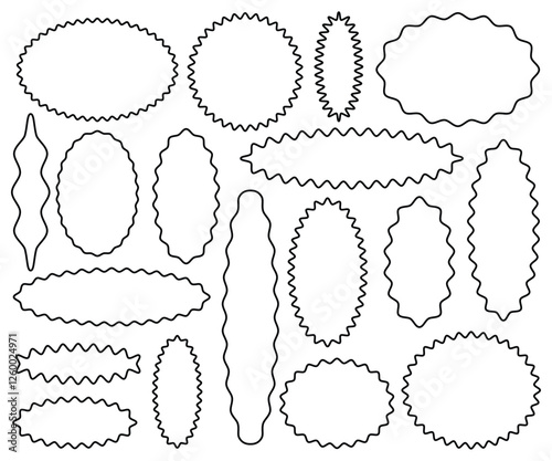 Zig zag Wavy frames set. Geometric Jagged Rectangular border collection. Abstract Zig zag frame shapes isolated on transparent background. vector illustration. 