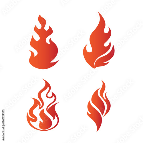 Fire Flame Vector Set Flat Illustration Design Template