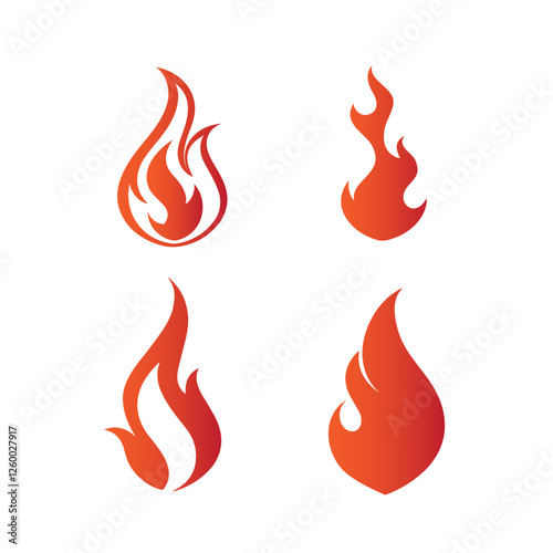 Fire Flame Vector Set Flat Illustration Design Template