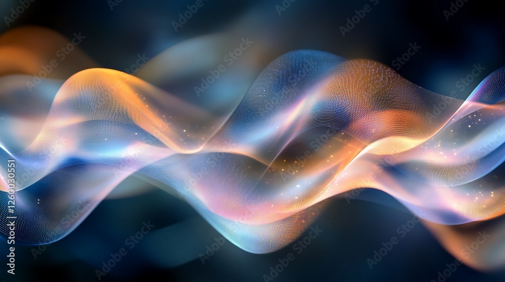 Fototapeta premium Abstract wave background with glowing, translucent, orange and blue colors.
