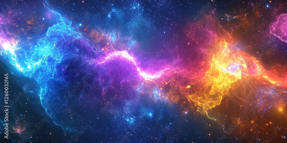 Obraz premium Colorful cosmic nebula and stars create a breathtaking space scene