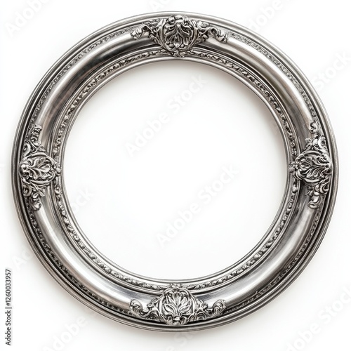 frame picture oval round isolated on white background luxury vintage retro gold