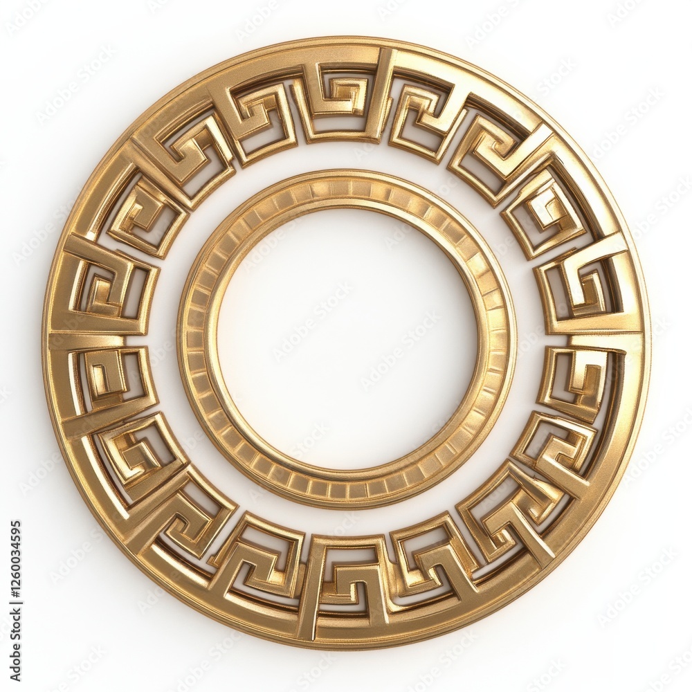 Fototapeta premium frame picture oval round isolated on white background luxury vintage retro gold