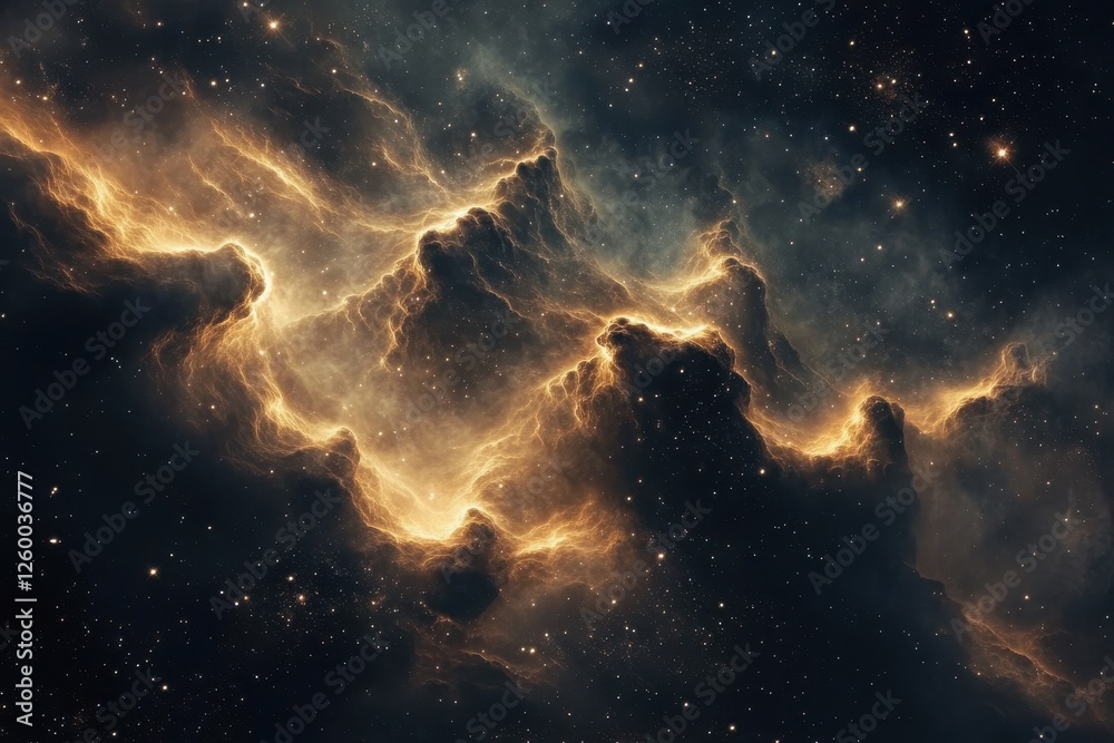 Fototapeta premium A mesmerizing nebula with sparkling stars and golden light