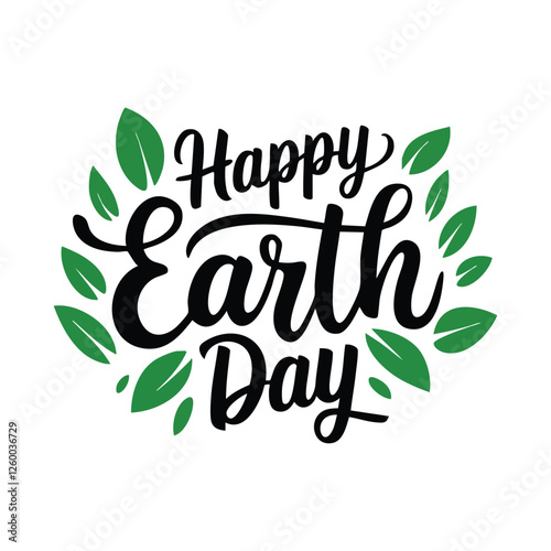 A decorative textual element celebrating Earth Day. The text is written in a cursive, elegant style.eps