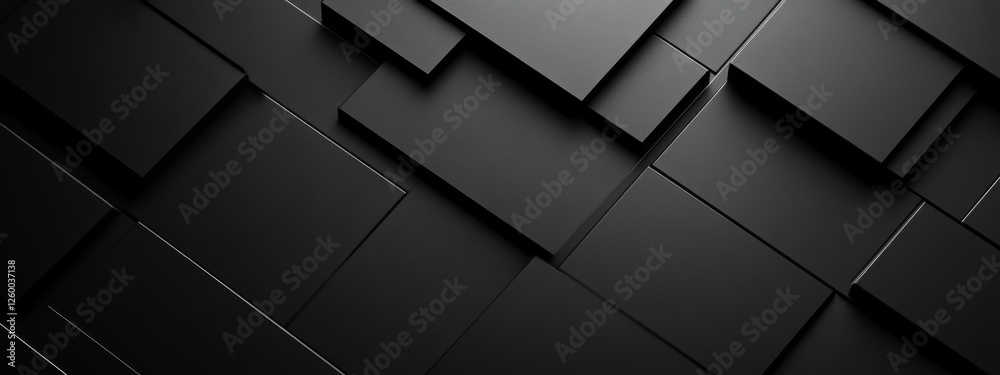 Fototapeta premium Sleek black background with minimalist patterns for design, featuring white space in the center for text. Ideal for modern banners and geometric wallpapers.