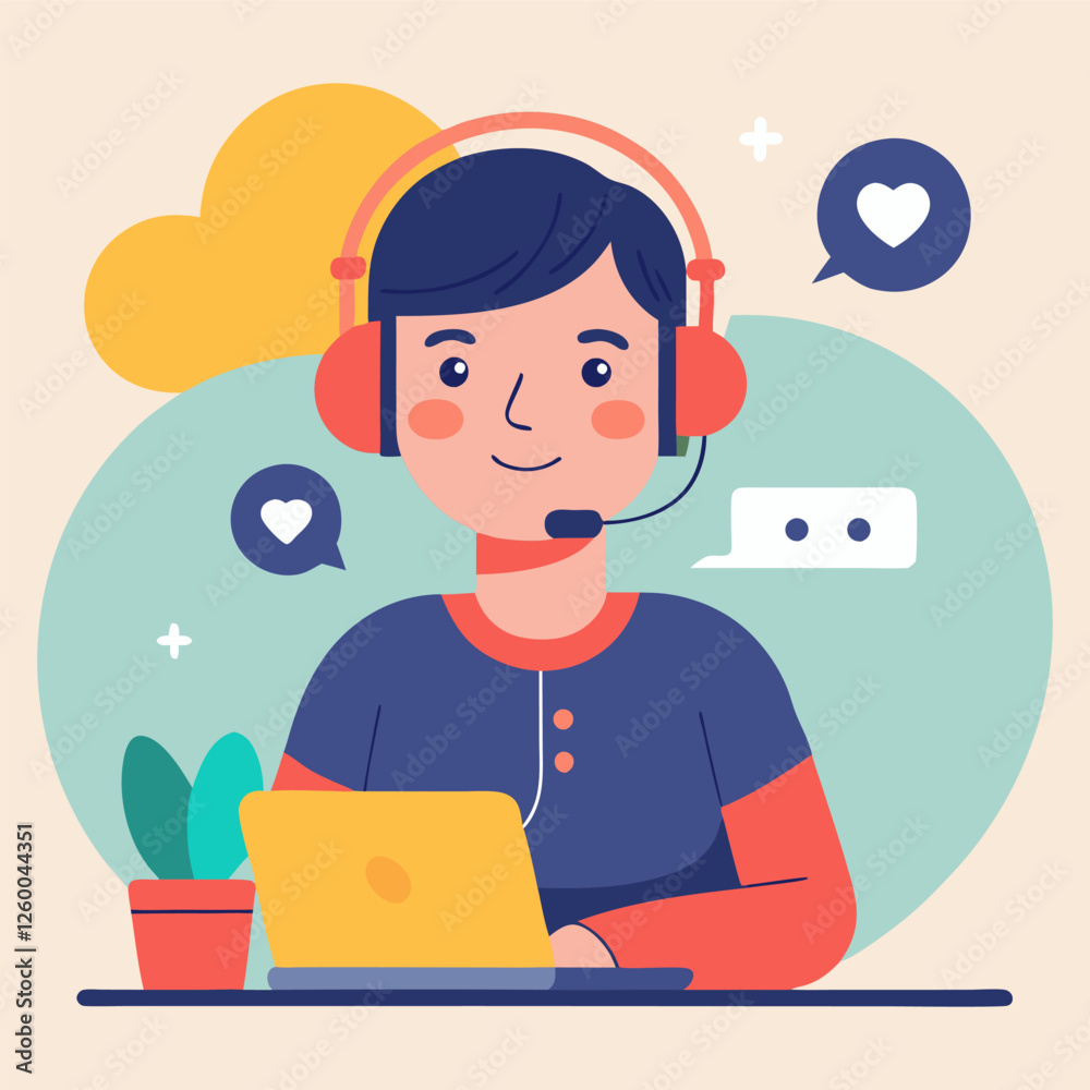 Customer Support Representative with Headset – Online Assistance and Communication Customer Support Representative with Headset – Online Assistance and Communication