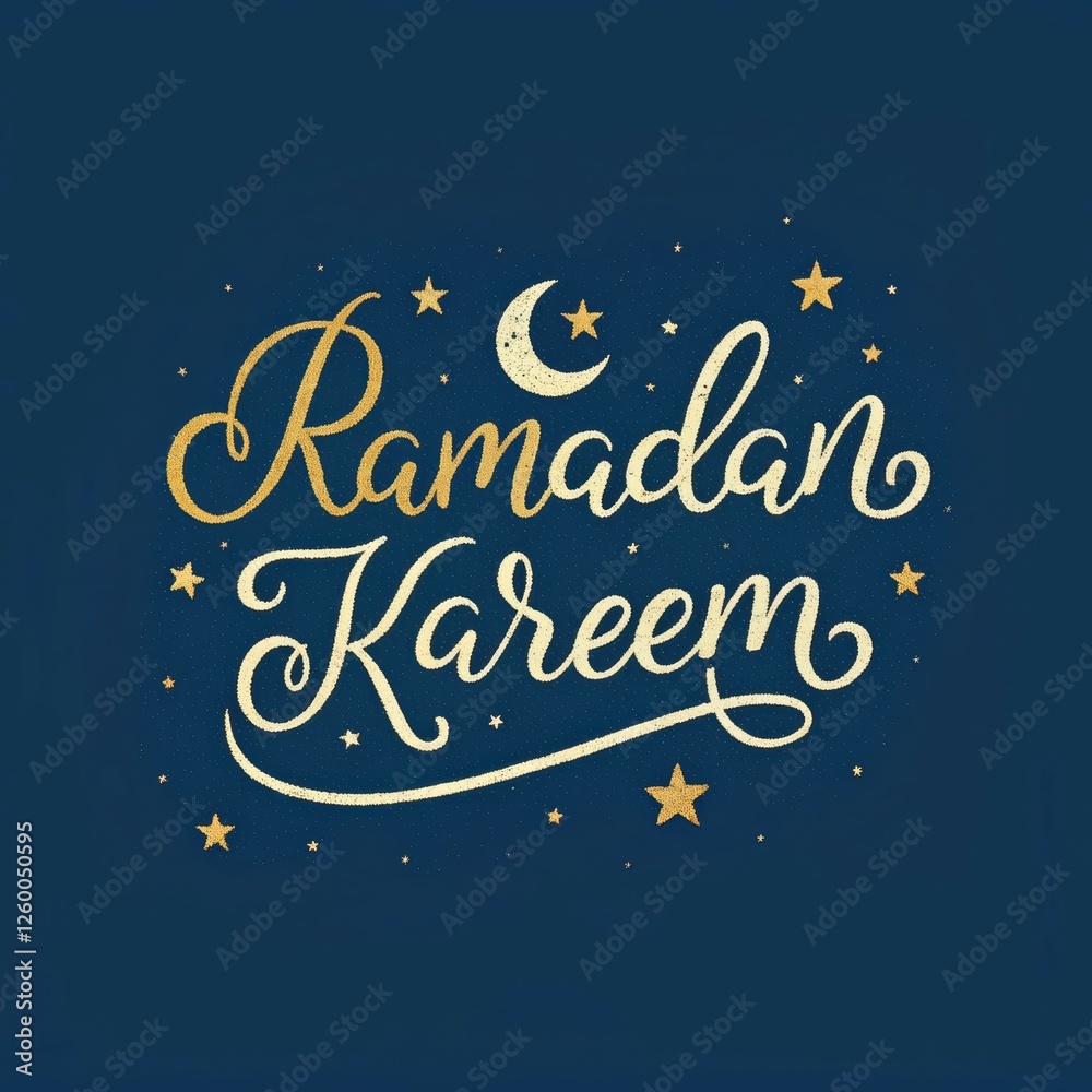 Handwritten Ramadan Kareem in Gold on Navy Blue Handwritten Ramadan Kareem in Gold on Navy Blue