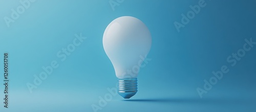 Minimalist design of a light bulb against a vibrant blue backdrop symbolizing creativity and inspiration showcasing clean lines and glowing potential.