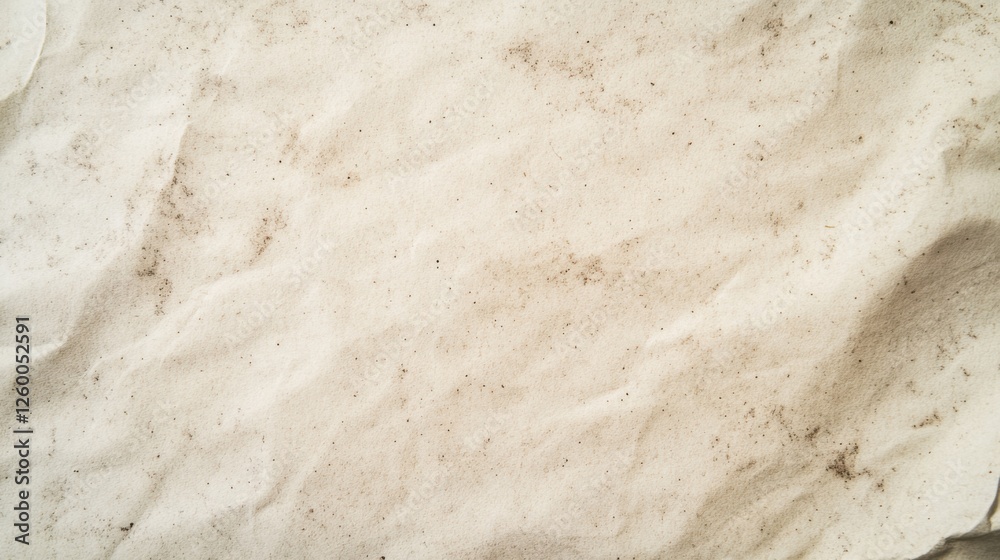 Flat Lay Photograph of Blank Parchment Texture with Warm Aged Tone, Subtle Speckles, and Central White Space: Ideal for Text or Graphics in Creative Design Projects with Vintage Rustic Appeal