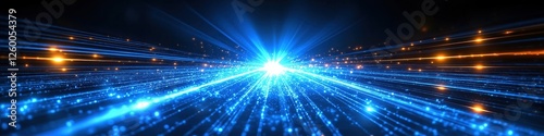 Abstract extreme speed concept, blue lazers, data