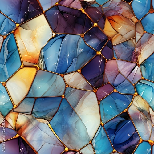 Seamless Stained Glass Abstract Design, Stained Glass Window Texture, Pastel Colors