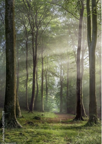 misty morning in the forest