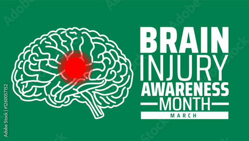 Brain Injury Awareness Month background banner or poster design template. observed every year in March. Holiday concept. Use to any Template, card, poster, placard, template.
