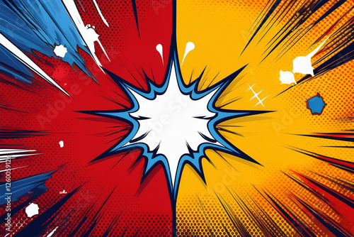Cartoon comic background. Royalty high-quality free best stock of fight versus competition poster with halftone effect retro pop art style, light stripes for comics book, advertising design, poster