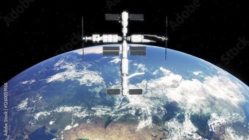 Chinese Space Station Orbiting Earth – Seamless 4K Loop Animation