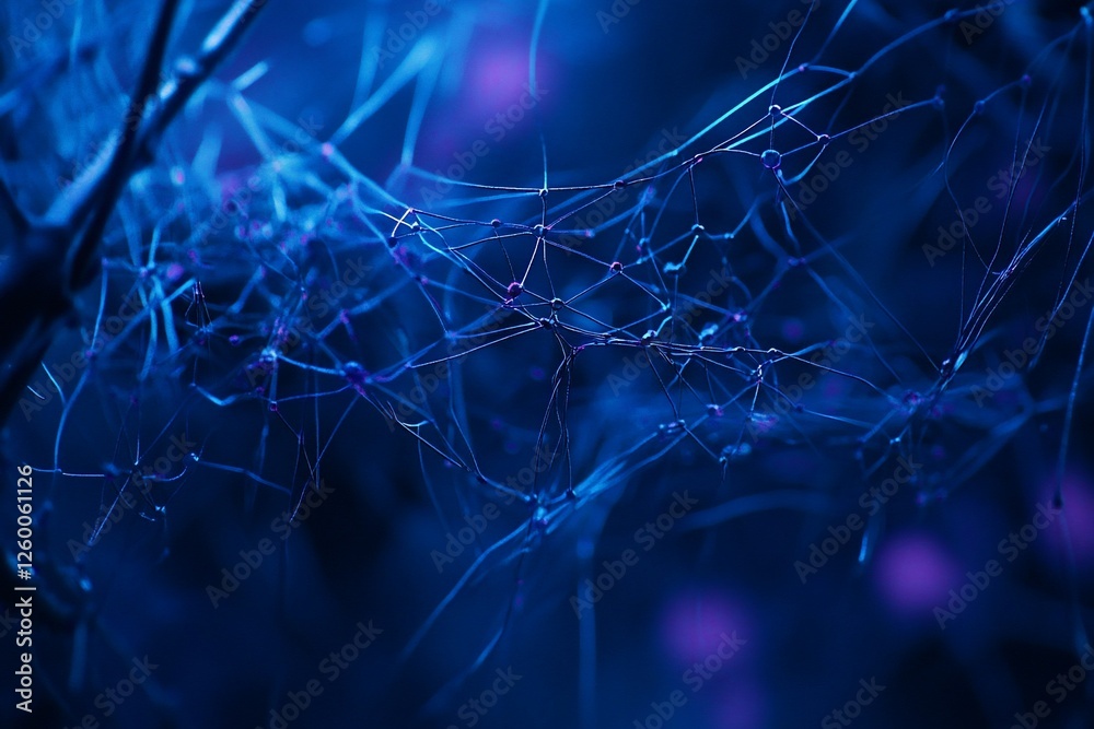 Abstract blue network structure resembling a complex web or neural network.