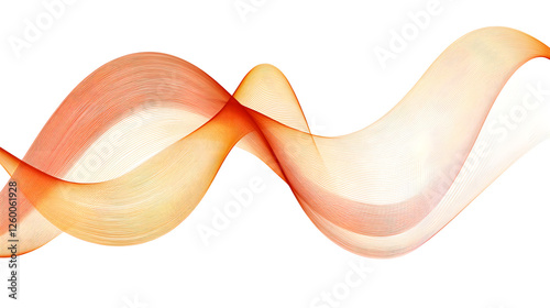 Abstract Orange Waves Flow Seamlessly on White