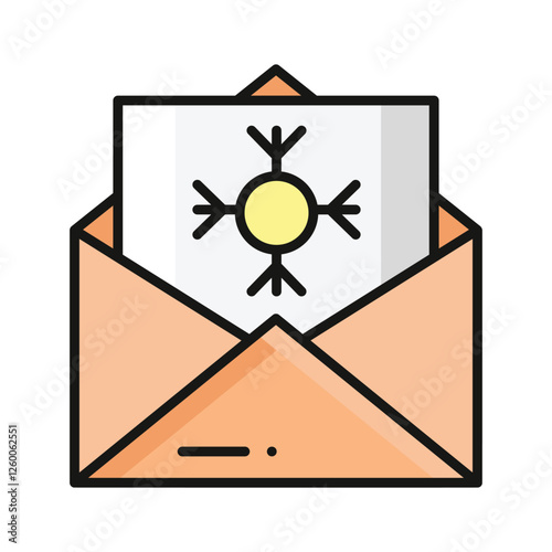 Icon of christmas letter, envelope with holiday card inside