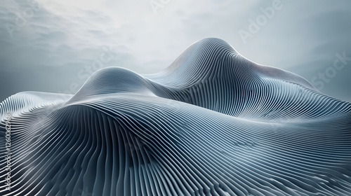 Abstract 3D Waves: Design, Texture, Lines, Form, Structure, Gray, Digital Art, Modern, Geometric