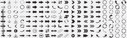 Arrows big black set icons, arrow icon, modern simple arrows, arrow vector collection cursor. Arrows set icon in black color. Arrow vector collection . Vector illustration. Modern and simple arrows.