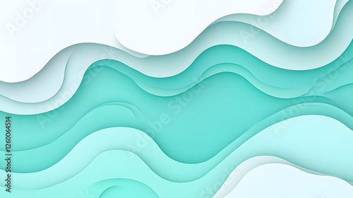 Abstract Teal Waves: Paper Cut Design Background