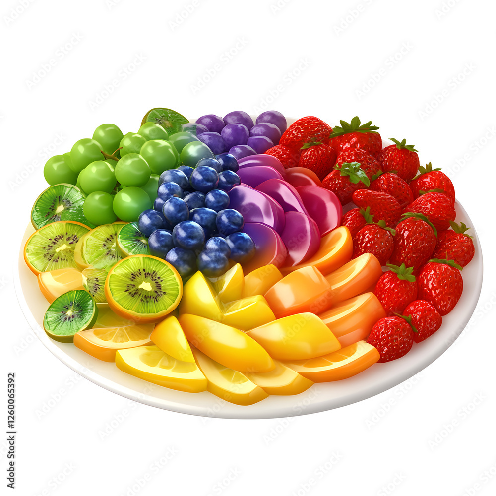 Vibrant fruit platter arranged in rainbow colors Vibrant fruit platter arranged in rainbow colors