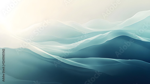 Serene Teal Mountains: Abstract Landscape Art