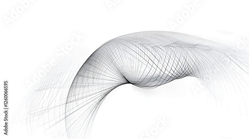 Abstract Grid Wave: Digital Art Design,  Modern Geometry, Fractal Patterns, Black Lines,  White Background,  Flowing Curves,  Mesh Texture,  Elegant Style,  Creative Visuals,   Intricate Details.