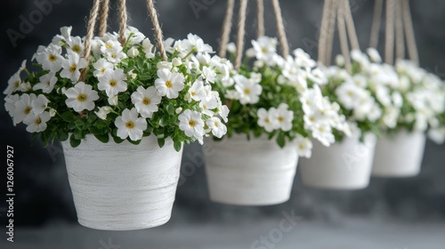 Wallpaper Mural Hanging white flowers, garden decor, gray background, home decor Torontodigital.ca