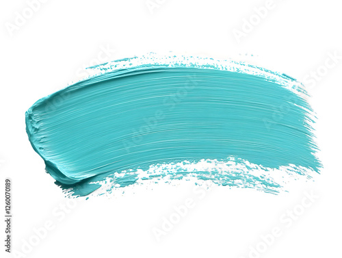 Abstract teal paint stroke on transparent background.  Texture shows brushstrokes and variations in color