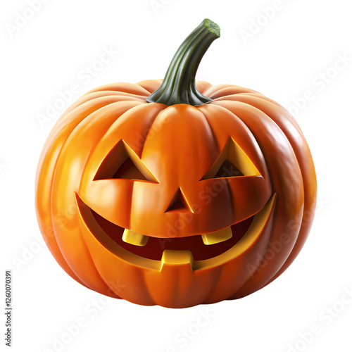 Smiling jack o lantern halloween pumpkin festive october scary fun 3d art on transparent background photo