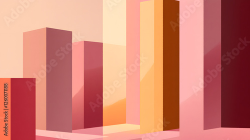 Abstract Shapes: Geometric Cityscape in Warm Hues