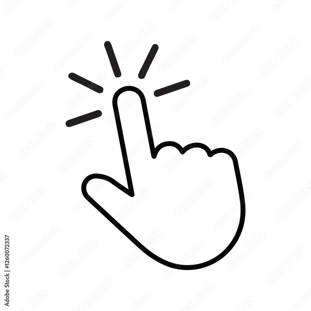Click icon outline vector. finger choice icon. press icon outline vector on white background Click icon outline vector. finger choice icon. press icon outline vector on white background