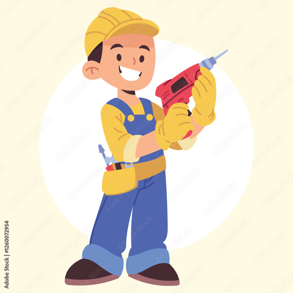 flat vector handyman illustration flat vector handyman illustration