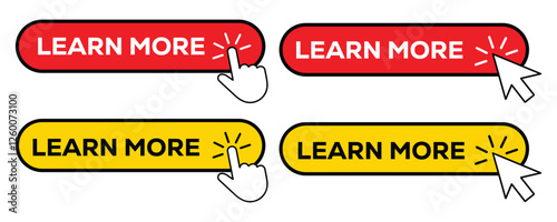 Learn more button vector set on white background