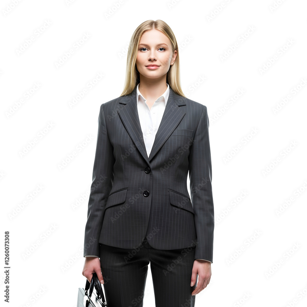 Businesswoman in a Gray Suit Isolated on Transparent Background. PNG Businesswoman in a Gray Suit Isolated on Transparent Background. PNG